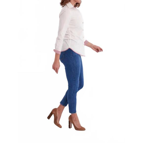 NEW CK BRADLEY bryson button down in white/mulberry stripe - Picture 3 of 3